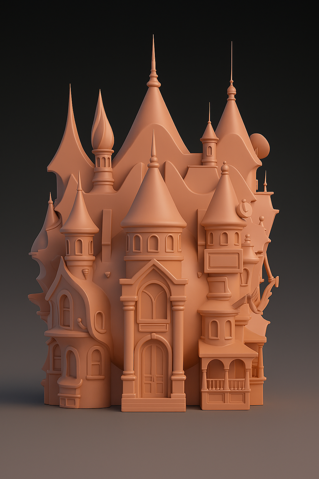 ZBrush clay render of OvaManner in peach tones