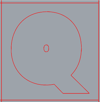 Red Q vector outline programmed in Rhino